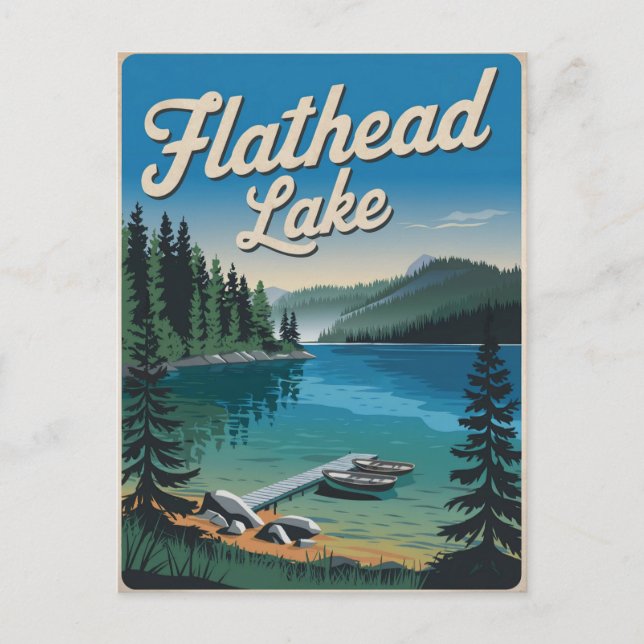 Flathead lake Montana Vintage Postcard (Front)