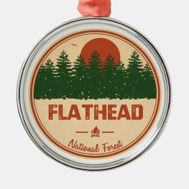 Flathead National Forest Metal Tree Decoration (Front)