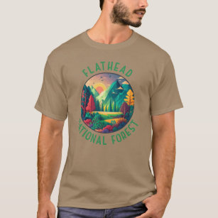 Flathead National Forest Montana Distressed Circle T-Shirt
