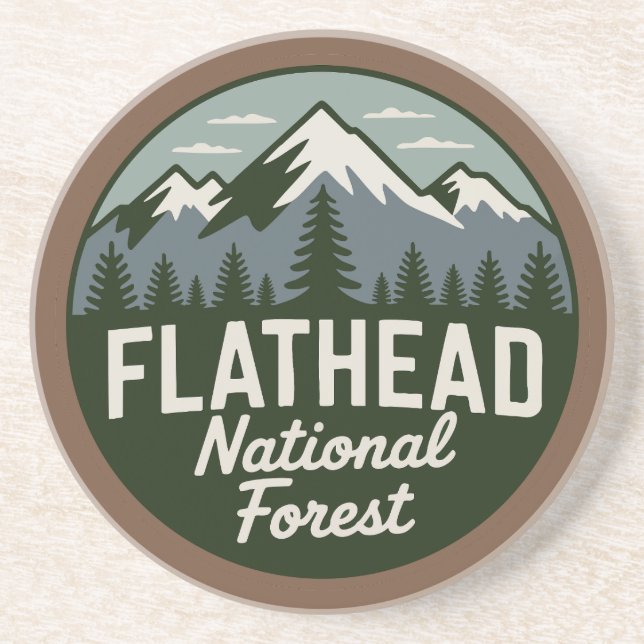 Flathead National Forest Scenic Mountain Landscape Coaster (Front)