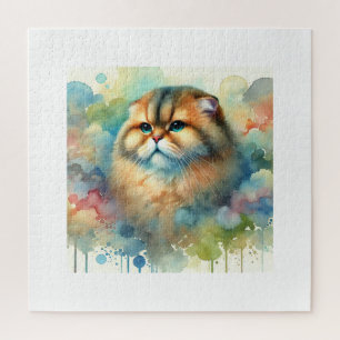 Flatheaded cat 241024AREF109 - Watercolor Jigsaw Puzzle