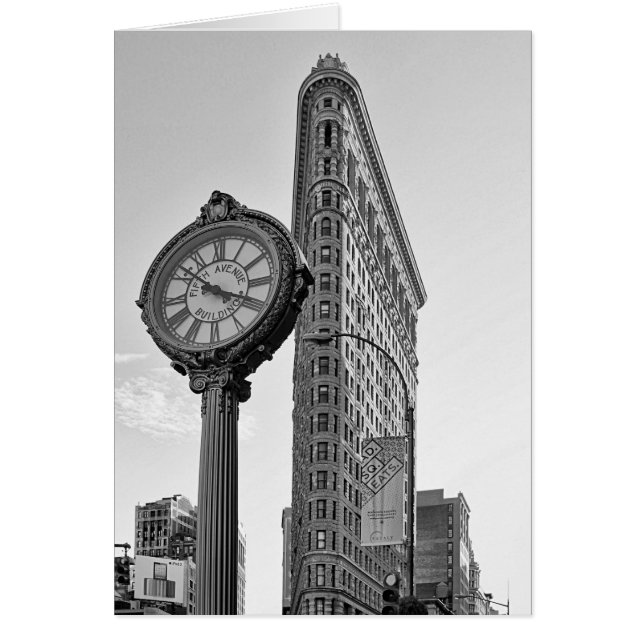 Flatiron Building and Clock in Black and White 2 (Front)