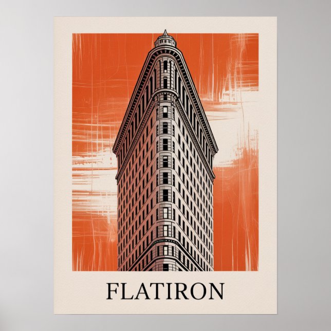 Flatiron Building Graphic Orange Poster (Front)