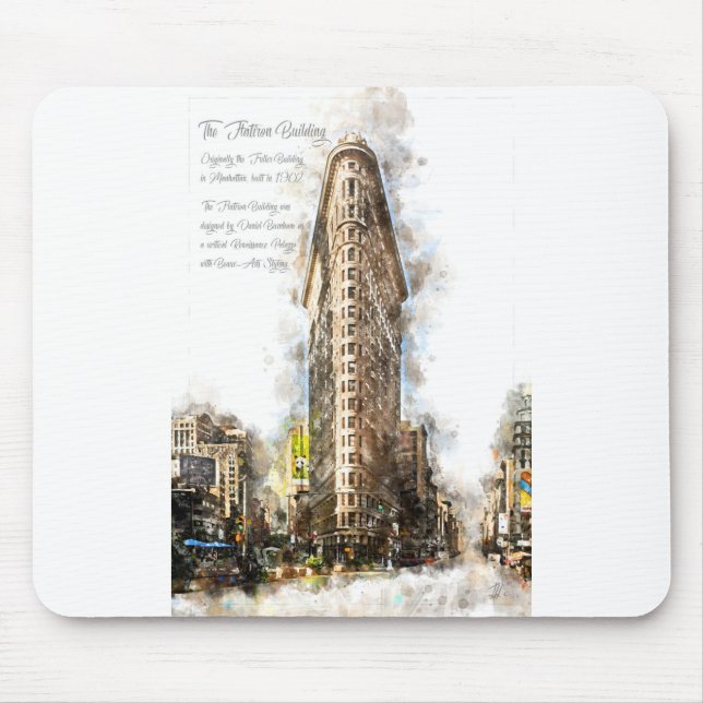 FlatIron Building Watercolor Mouse Mat (Front)