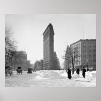 Flatiron Building Winter Scene, 1905. Vintage