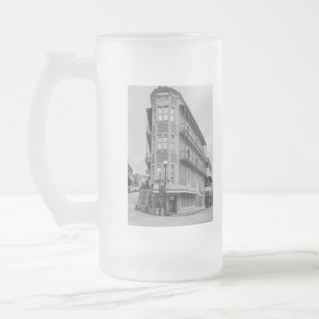 Flatiron Flats Eureka Grayscale Frosted Glass Beer Mug (Left)