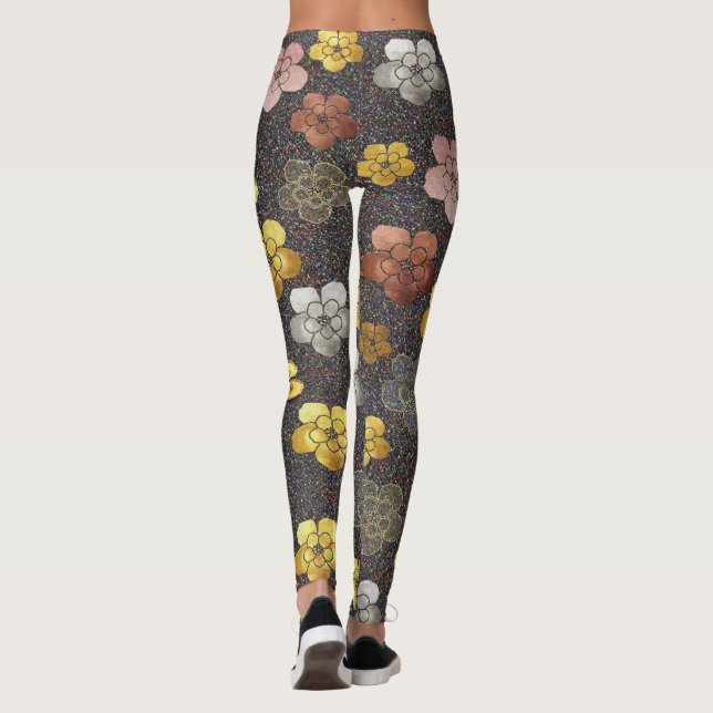 Flattering Floral Leggings on Dark Jewel Tones (Back)