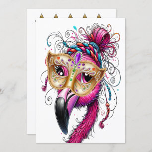Flaunty Flamingo Mardi Gras Invitation