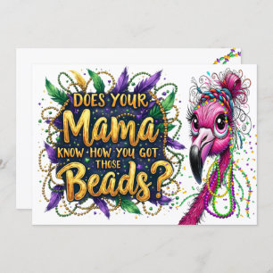 Flaunty Flamingo Mardi Gras Invitation