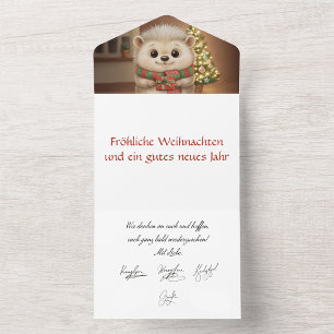 Flauschiger Igel mit Tannenbaum Motiv All In One Invitation