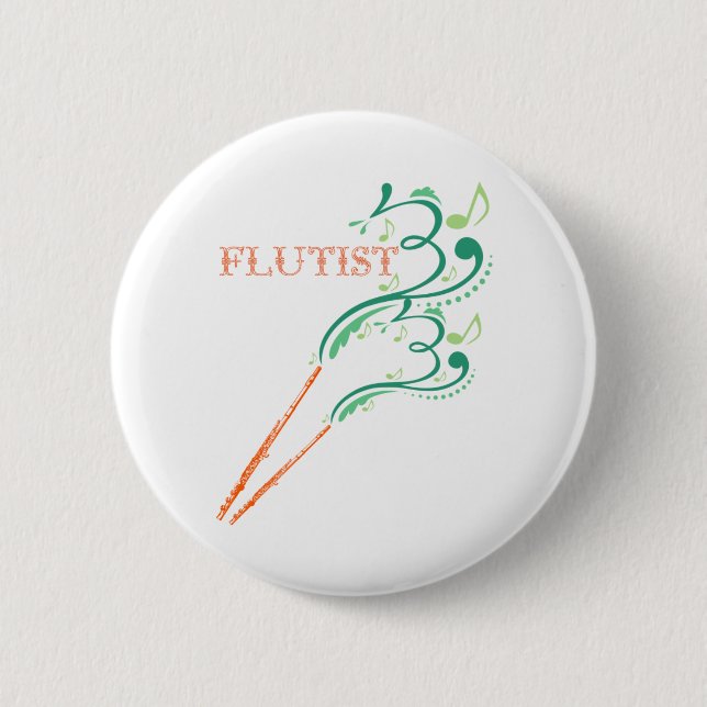 Flautist 6 Cm Round Badge (Front)