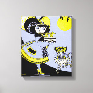 Flautist and the Monkey Canvas Print