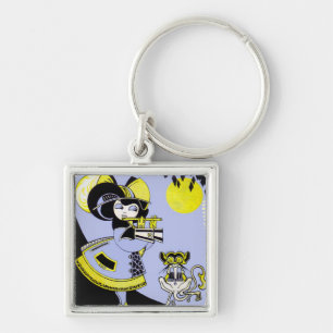 Flautist and the Monkey Key Ring