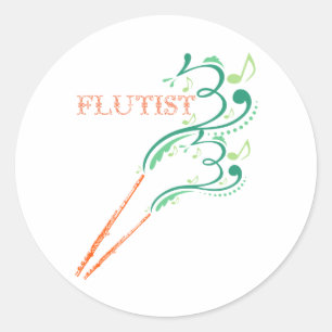 Flautist Classic Round Sticker