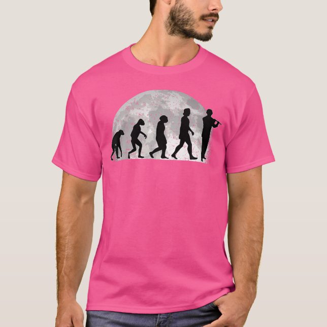 Flautist Evolution Moon Transverse Flute T-Shirt (Front)