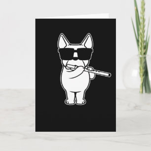 Flautist Flute Player Dog With Flute Card