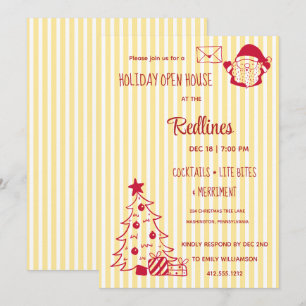 Flavescent stripped Holiday Open House  Invitation