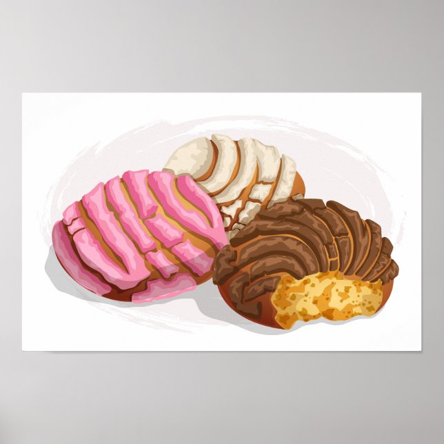 Flavoued Conchas Pan Dulce Pink, Choco & Vanilla Poster (Front)