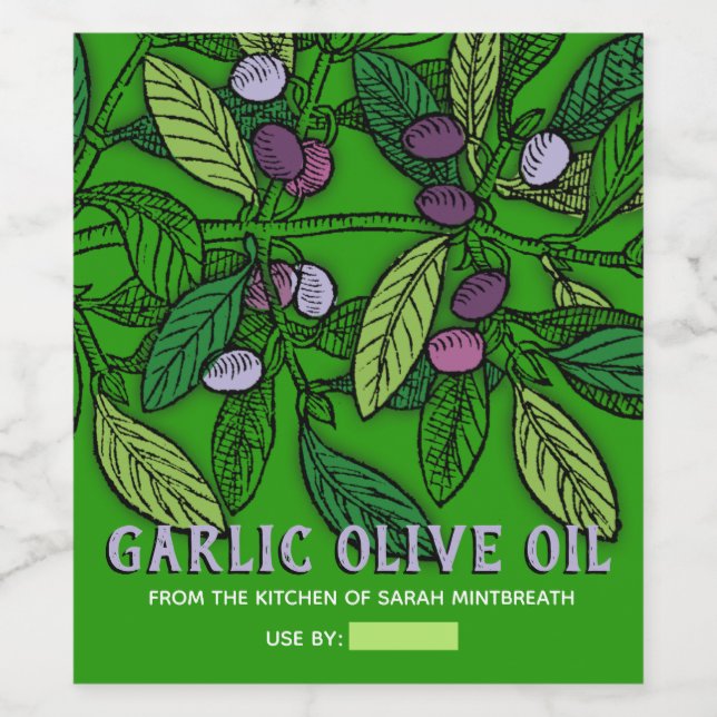 Flavoued olive oil personalised home canning wine label (Single Label)