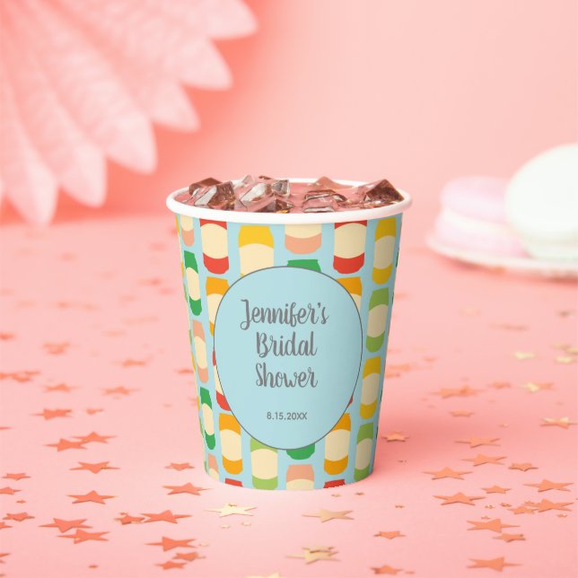 Flavoued Seltzer Can Bridal Shower Custom Party Paper Cups (Insitu)
