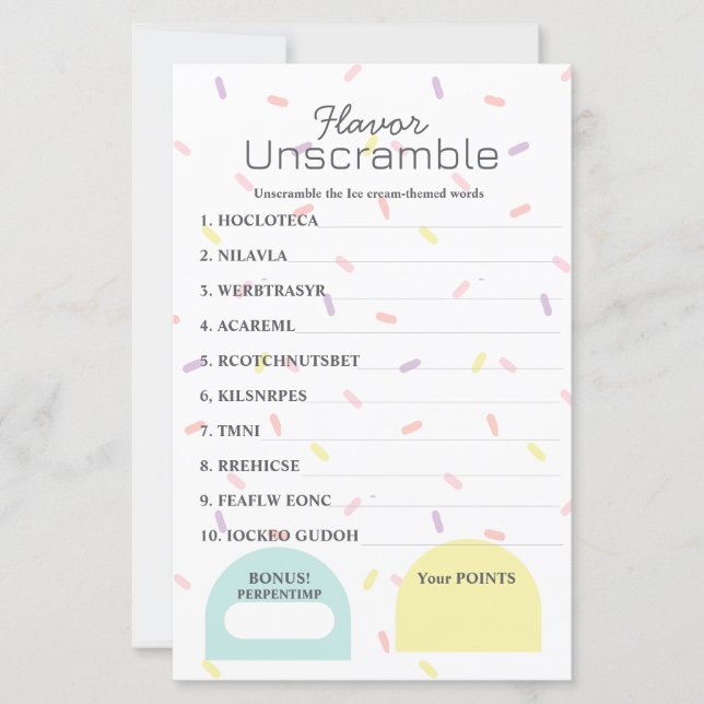  Flavour Frenzy Word Scramble Game  (Front)