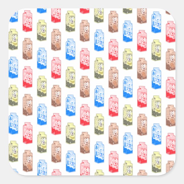 Flavoured milk pattern square sticker (Front)