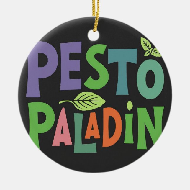 Flavours of Adventure: Pesto Paladin Ceramic Tree Decoration (Front)