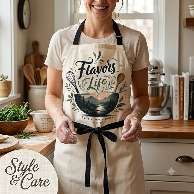 Flavours of Life Cooking Quote Kitchen Apron Desig (Flavors of Life Cooking Quote Kitchen Apron Design)