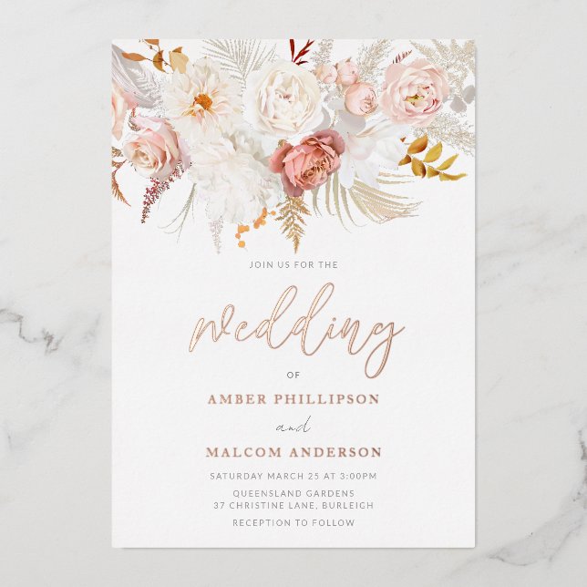 Flawless Rose Gold & Blush Floral Wedding (Front)