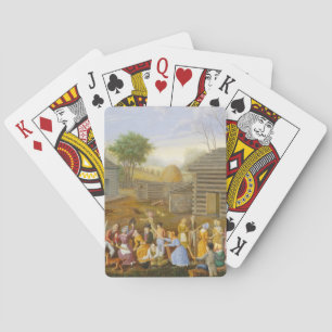 Flax Scutching Bee, 1885 (oil on bed ticking) Playing Cards