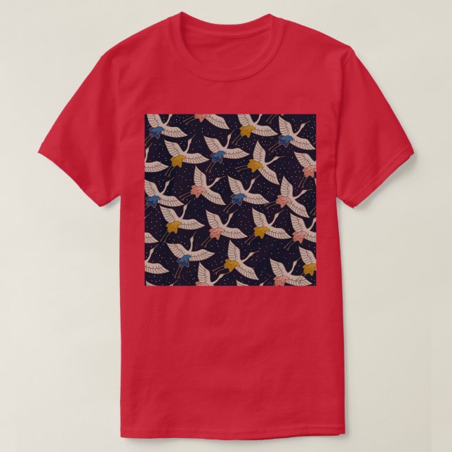 Flaying birds pattern Japanese pattern T-Shirt (Design Front)