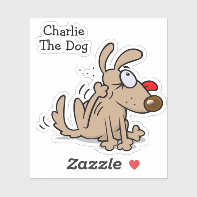 Flea Scratching Cartoon Dog With Favourite Name (Sheet)