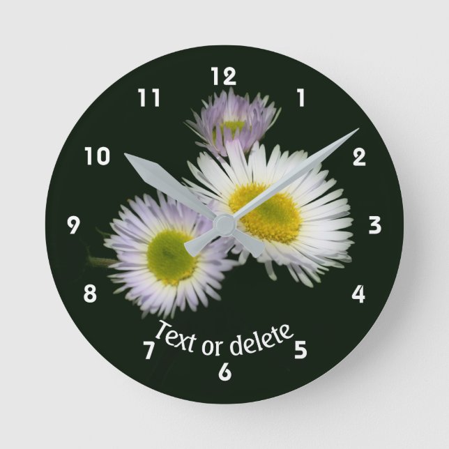 Fleabane Daisy Wildflowers Personalised   Round Clock (Front)