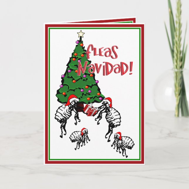 FLEAS NAVIDAD - Christmas Fleas and Christmas Tree Holiday Card (Front)