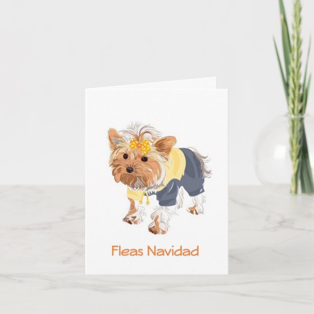Fleas Navidad Cute Dog Christmas Card (Front)