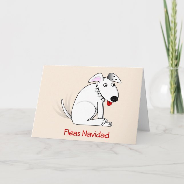 Fleas Navidad Humourous Dog Christmas Card (Front)