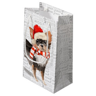 Fleas Navidog Long Hair Chihuahua Funny Christmas Small Gift Bag