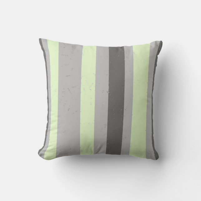 Flecked Stripes Charcoal and Light Grey Mint Green Cushion (Front)
