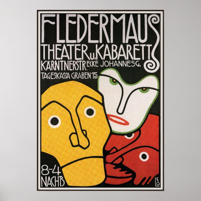Fledermaus Theater and Cabaret, 1907 Poster (Front)
