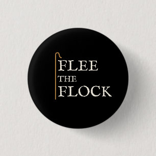 "Flee The Flock" Anti Religion Atheist 3 Cm Round Badge