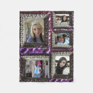Fleece Blanket 5 Silver Frame Photo Inserts