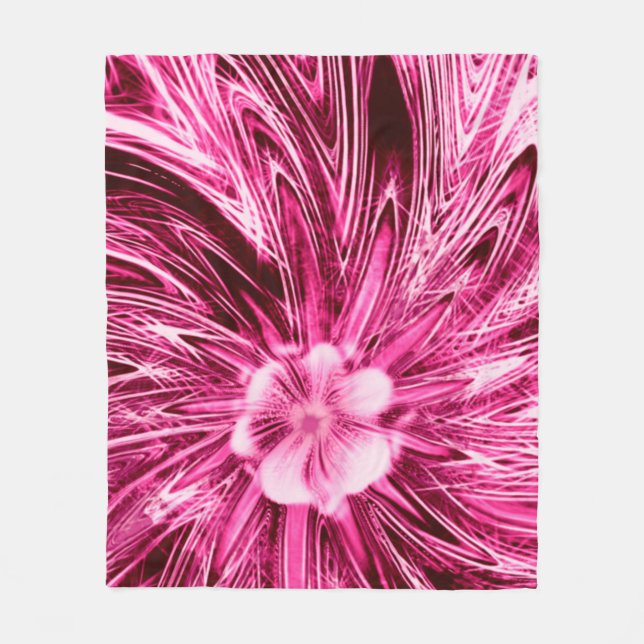 Fleece Blanket Abstract Lines Purple Flower (Front)