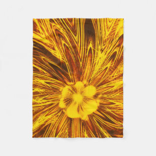 Fleece Blanket Abstract Lines Yellow Flower