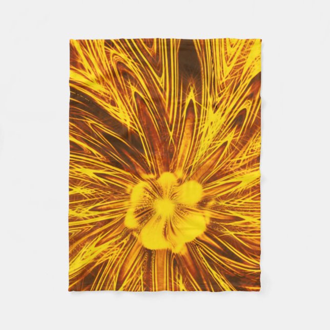 Fleece Blanket Abstract Lines Yellow Flower (Front)