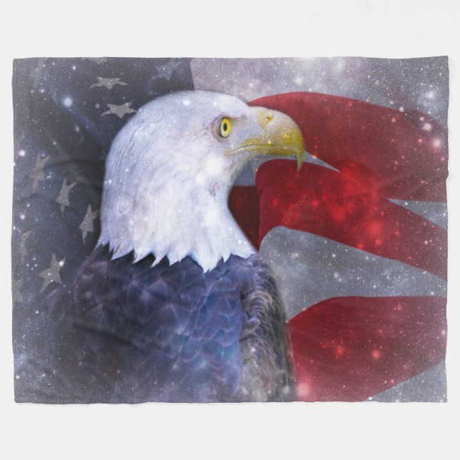 Fleece Blanket/American Bald Eagle (Front (Horizontal))