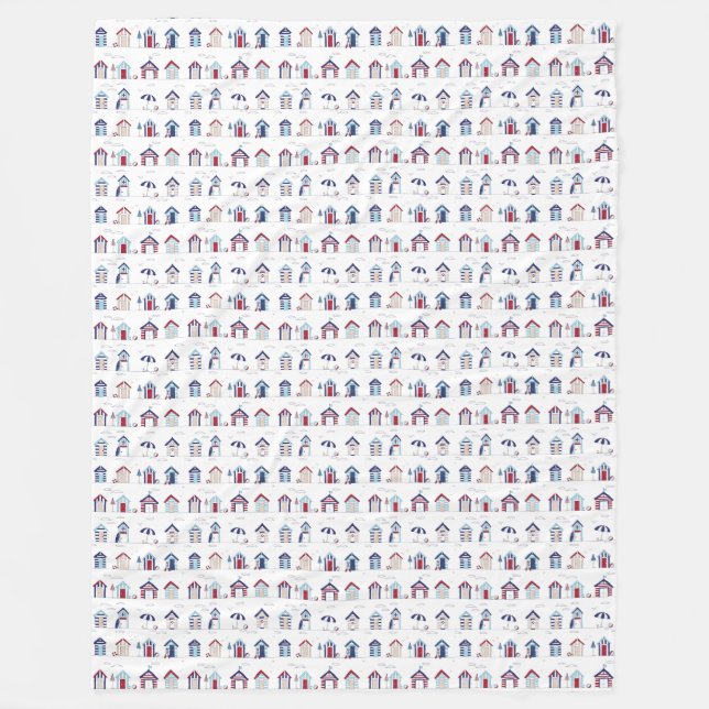 Fleece Blanket - Beach Huts (Front)