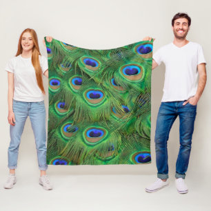 Fleece Blanket, Beautiful Peacock Feathers Photo Blanket