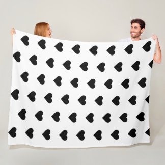 Fleece Blanket-Black hearts on white Blanket