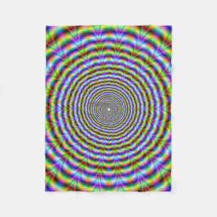 Fleece Blanket   Circular Psychedelic Neon Ripples