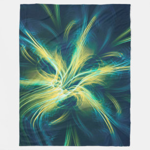 Fleece Blanket Fractal Flower Blue Palette